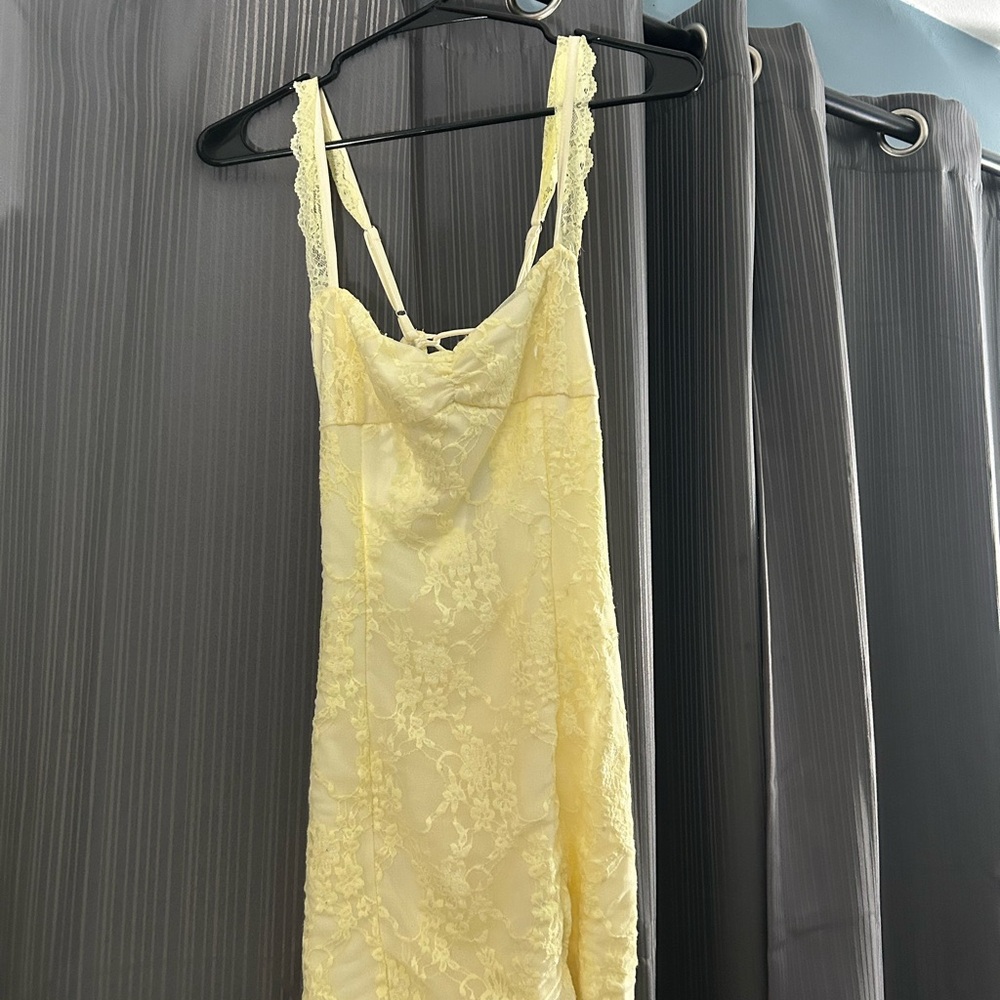 Lucy in the Sky Yellow Lace Mini Dress